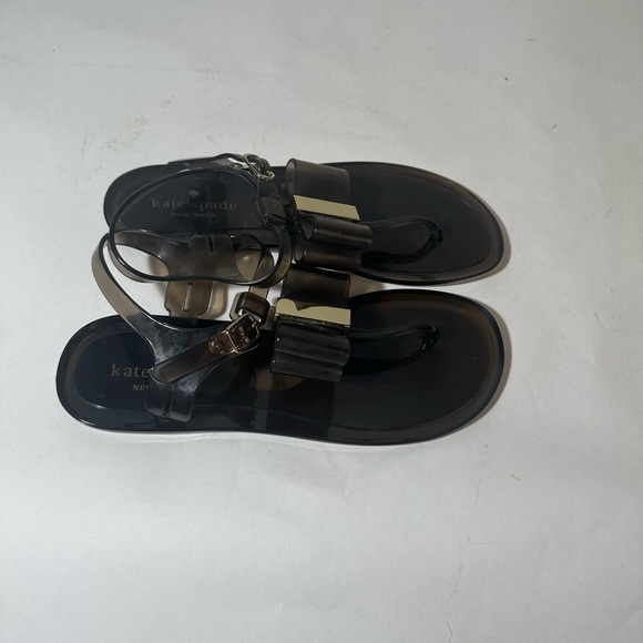 Kate Spade Jelly Bow Stylish Black Sandals - Picture 3 of 9